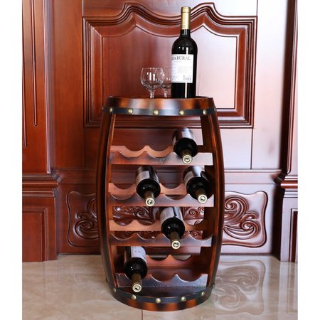 Vintiquewise Wooden Barrel Shaped 14 Bottle Wine Rack QI003283